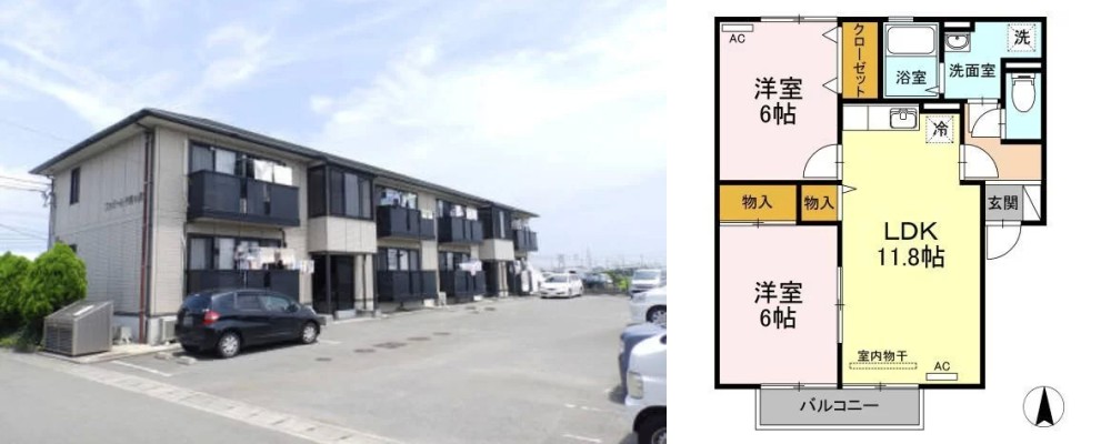 ファミール千鳥ヶ浜 103の外観と間取り図