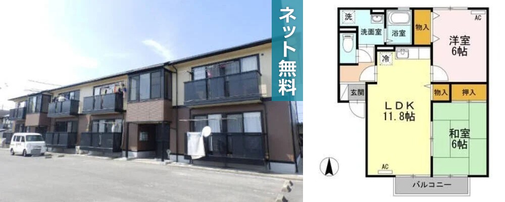 ファミール千鳥ヶ浜 205の外観と間取り図