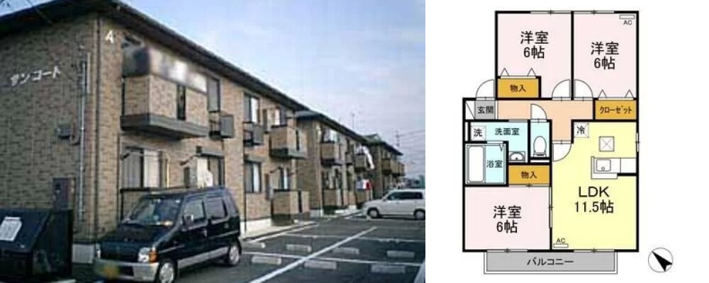サンコート C棟 C101の外観と間取り図