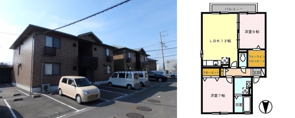 プラザ・シャルム C棟 C201の外観と間取り図