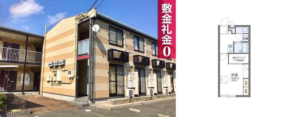 レオパレスタウンコート南矢三II 212の外観と間取り図