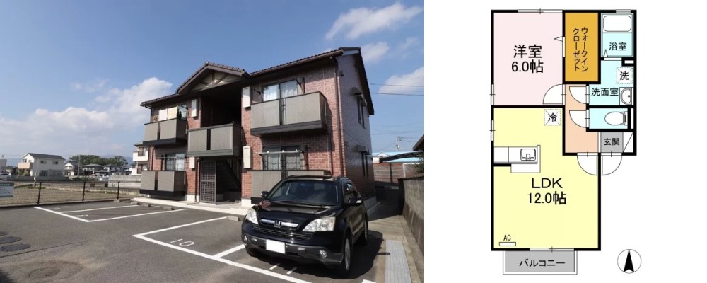 トアエーユ A棟 203の外観と間取り図