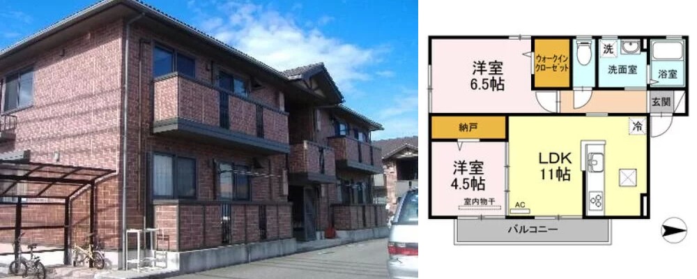 トアエーユ B棟 101の外観と間取り図