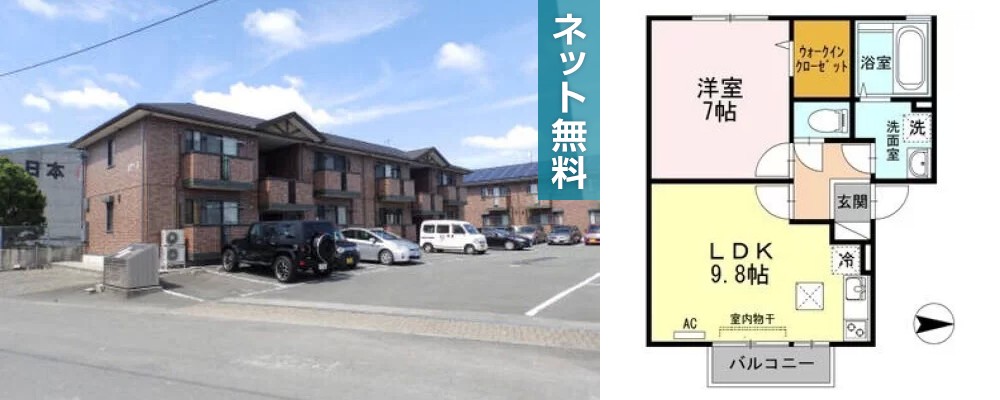 ルピナ B棟 B103の外観と間取り図