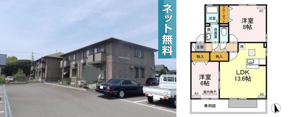 シャルマン ヴィラ B棟 B101の外観と間取り図