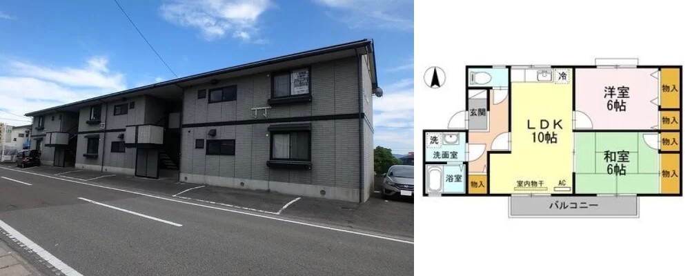 ラポール宮内 C棟 C102の外観と間取り図