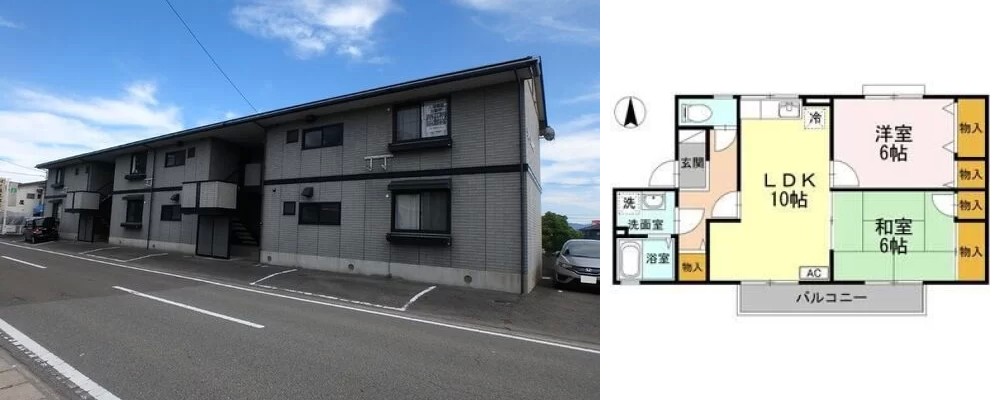 ラポール宮内 C棟 C202の外観と間取り図