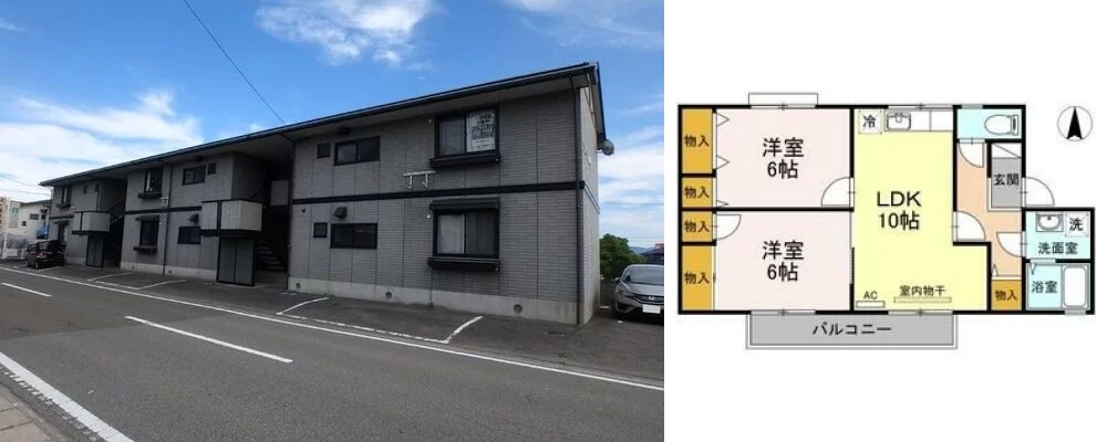 ラポール宮内 C棟 C203の外観と間取り図