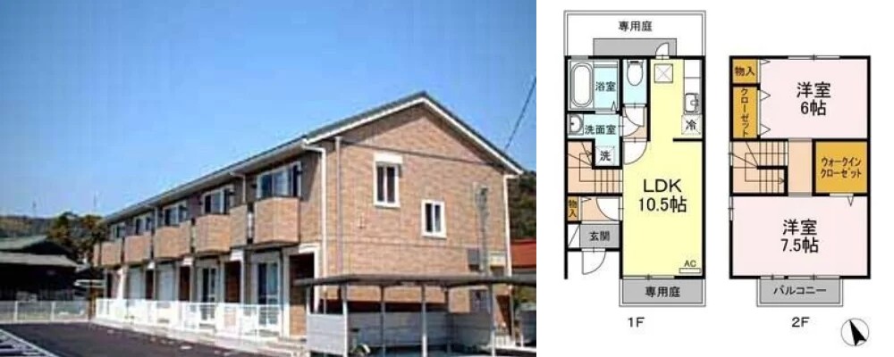 ロイヤルコート B棟 B1の外観と間取り図