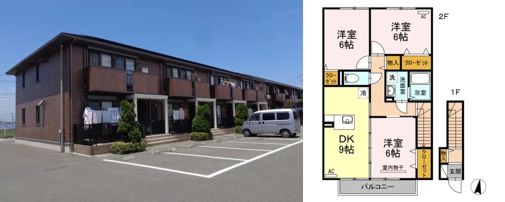 グラン・リーオ B棟 B202の外観と間取り図