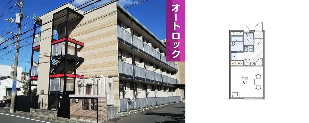 レオパレス徳島 107の外観と間取り図