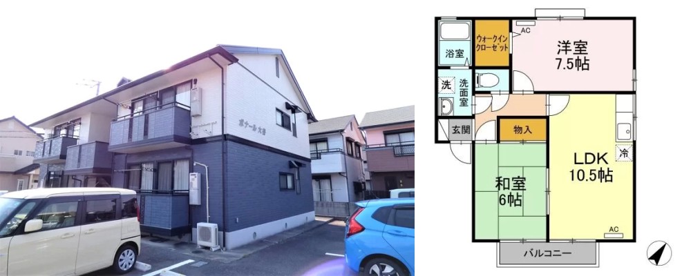 ボナール大谷 102の外観と間取り図