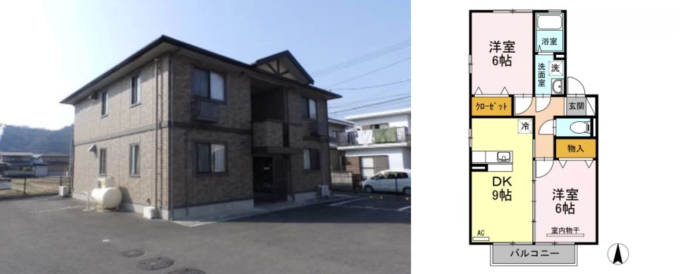 サンセール B棟 202の外観と間取り図