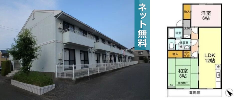 ヴィラセゾン A棟 103の外観と間取り図
