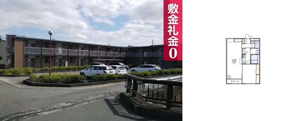 レオパレスアイコート川南 106の外観と間取り図