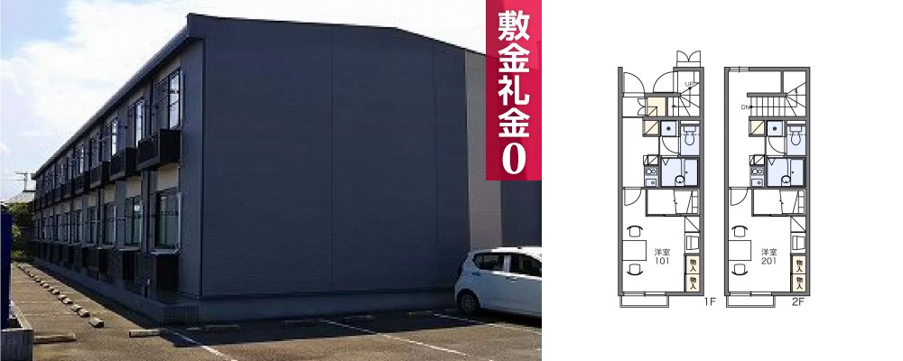 レオパレスフローリッシュ I 102の外観と間取り図