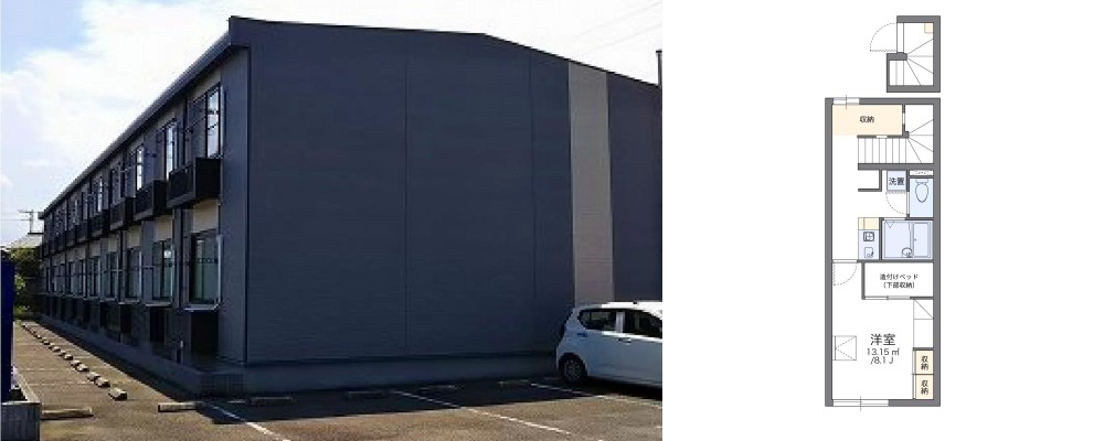 レオパレスフローリッシュ I 203の外観と間取り図