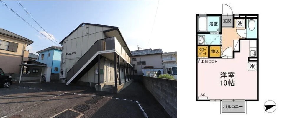 PALAST 201の外観と間取り図