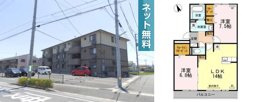リヴェール北島 303の外観と間取り図