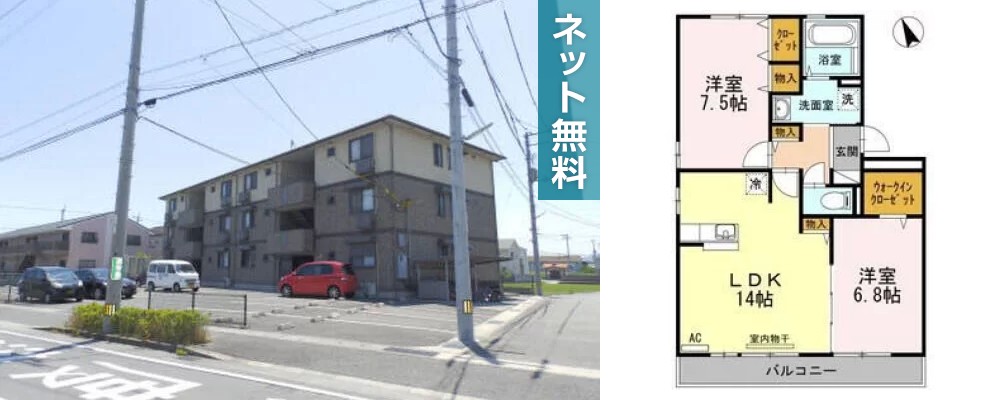 リヴェール北島 305の外観と間取り図