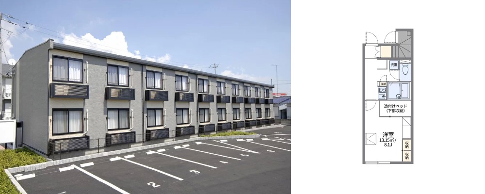 レオパレスフローリッシュII 110の外観と間取り図