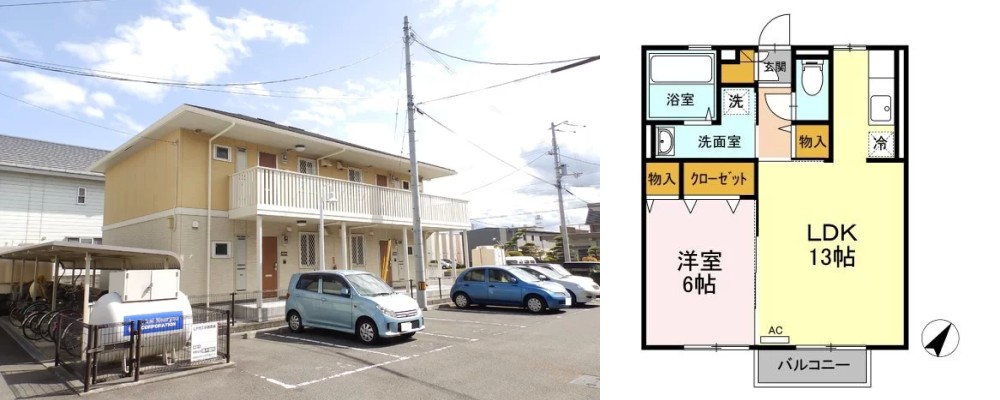 アムール21 D棟 202の外観と間取り図