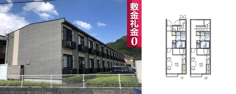 レオパレスラーク 102の外観と間取り図