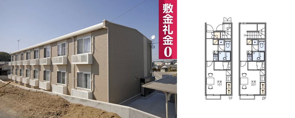レオパレスフィールド金磯 202の外観と間取り図