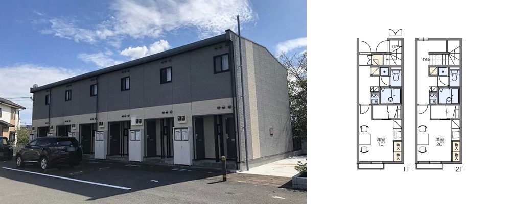レオパレスこまつしま 205の外観と間取り図