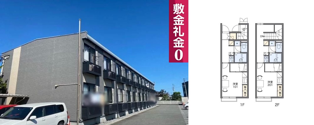 レオパレスROOT ワカミヤ 105の外観と間取り図