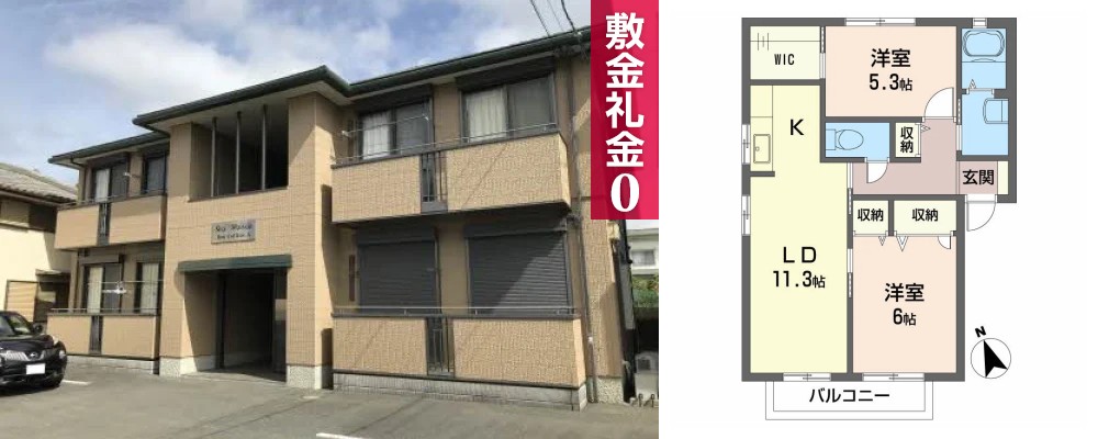 シャーメゾン ボン・コリーヌ A棟 101の外観と間取り図