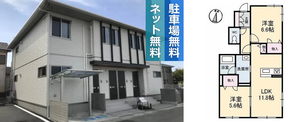 プロヌーブ松茂 101の外観と間取り図