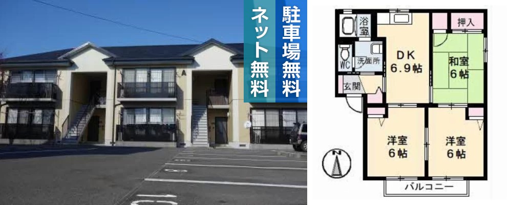 プリマベーラ北島 A棟 103の外観と間取り図