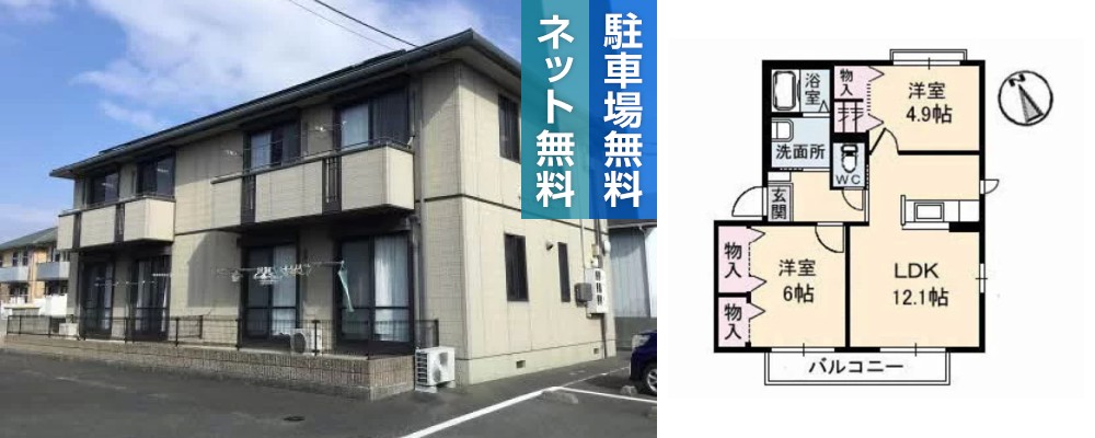 コンフォートヴィラ I棟 101の外観と間取り図
