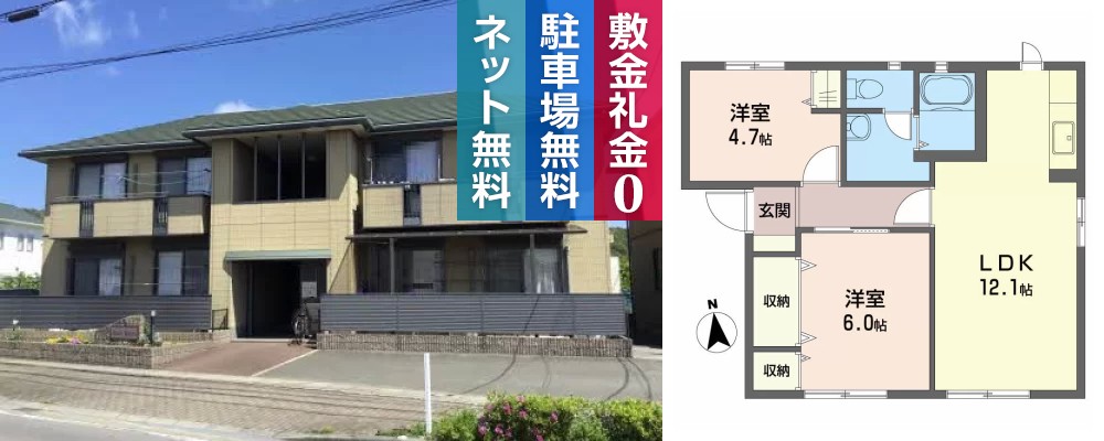 メゾン ブランシュ A棟 102の外観と間取り図