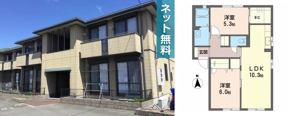メゾン ブランシュ C棟 102の外観と間取り図