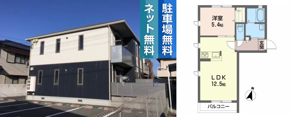 ヴィラージュ斎田 203の外観と間取り図