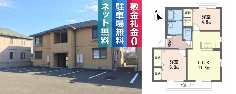 コンフォートヴィラ III 206の外観と間取り図