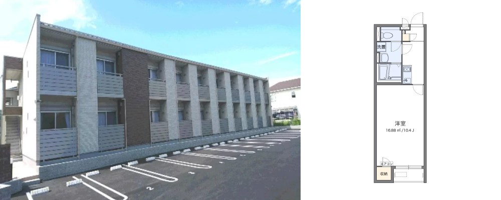 クレイノHIKARI 104の外観と間取り図