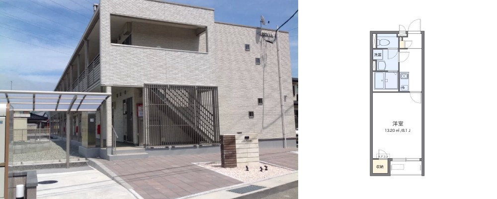 クレイノLantana 106の外観と間取り図