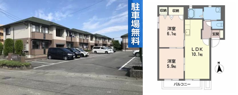 バリュージュ萌芽 C棟 201の外観と間取り図