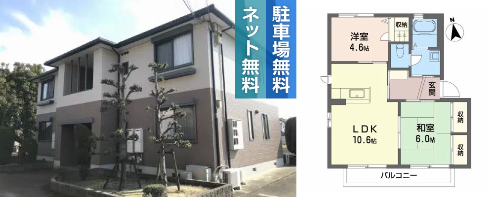 バリュージュ萌芽 D棟 101の外観と間取り図