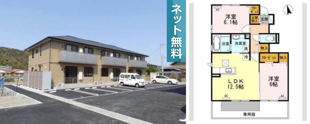 PATIO A棟 103の外観と間取り図