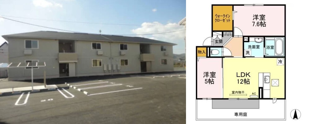 ラ・ソラーレ II棟 103の外観と間取り図