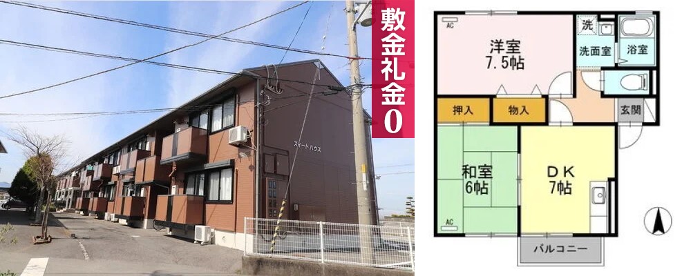スイートハウス I棟 101の外観と間取り図
