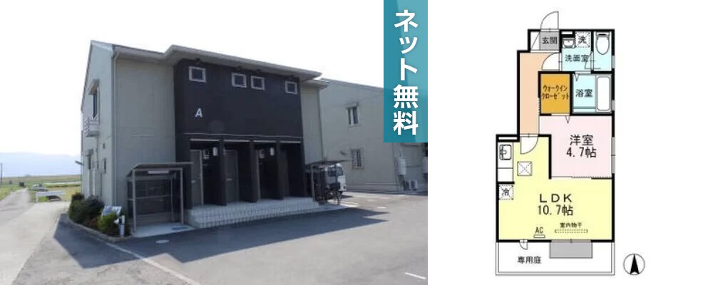 ホワイト バード A棟 A101の外観と間取り図