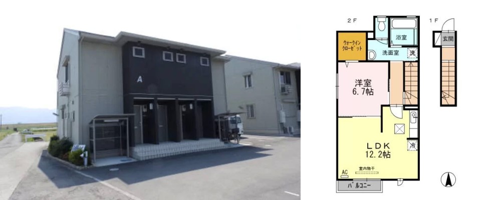 ホワイト バード A棟 A202の外観と間取り図