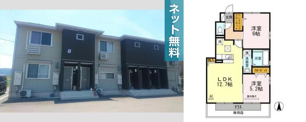 ホワイト バード B棟 B101の外観と間取り図