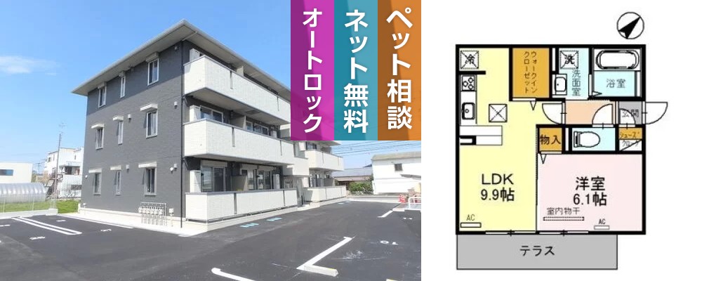 アムール21 F棟 101の外観と間取り図