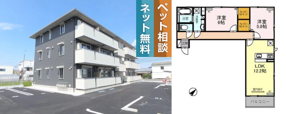 アムール21 F棟 203の外観と間取り図